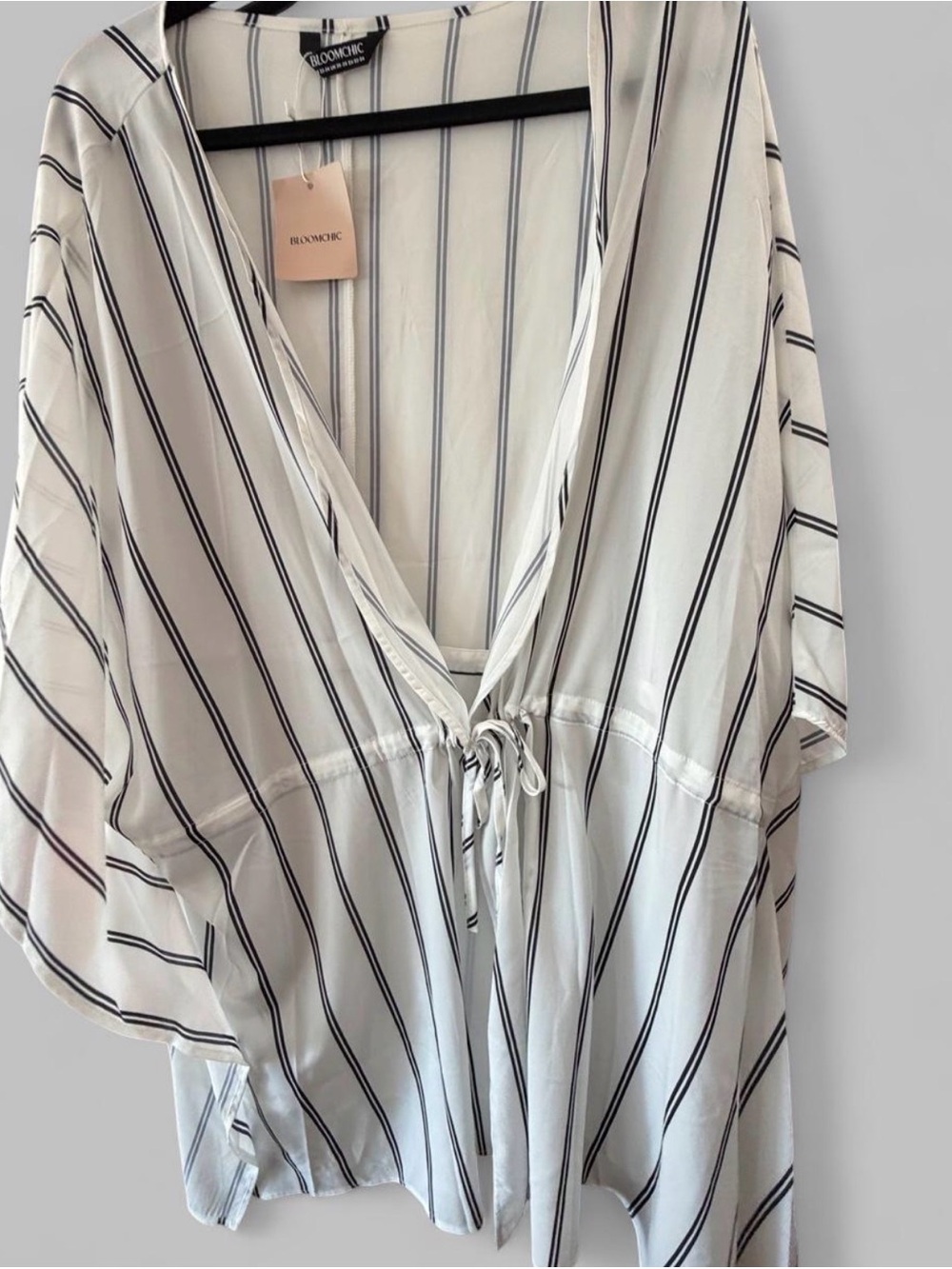 NWT-BloomChic White & Black Stripe Swim Cover-Up